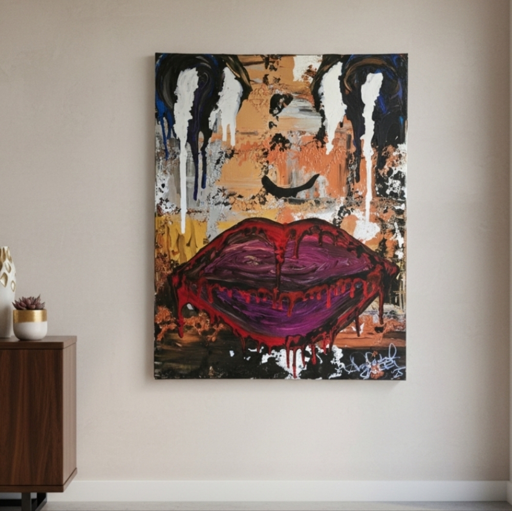 HANDCRAFTED Abstract Portrait Painting HANDMADE & HANDPAINTED Wall Art Decor